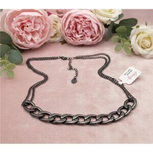Icing Gunmetal Chain Necklace Adjustable 21 In Curb Link Statement
